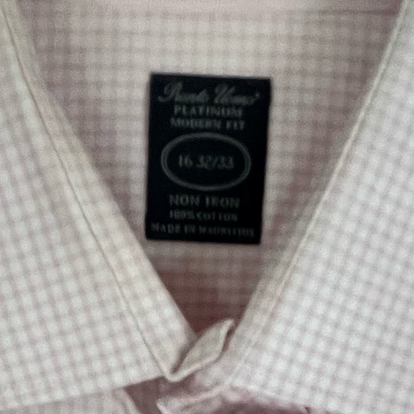 Pronto Uomo Platinum Modern Fit Pink Check Dress Shirt 16 32/33 Non-Iron - Picture 2 of 3